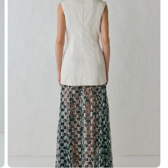 VRG GRL- Black and Cream Dress With Black and Silver Sheer Sequins-NWT Unopened - Picture 3 of 5